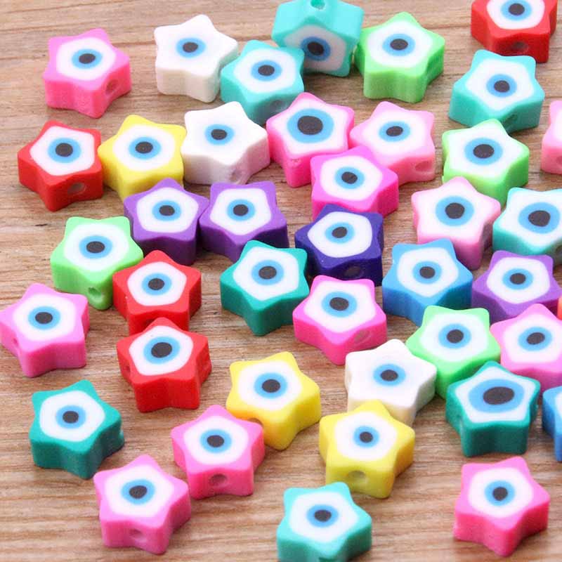 Fiasrel 20pcs Variegated star-shaped soft clay beads