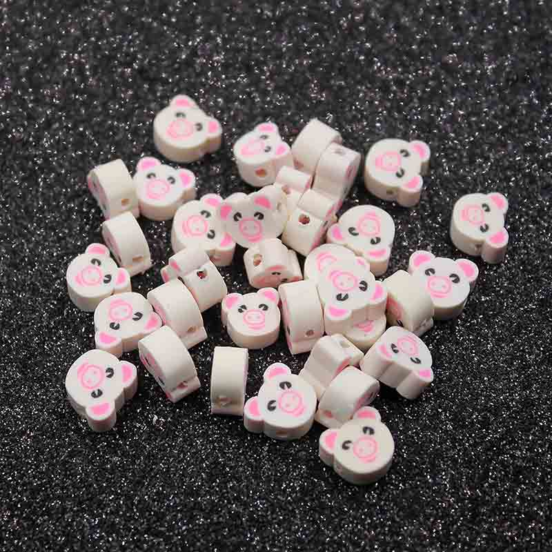 Fiasrel 1000pcs Children's diy little pig soft clay beads