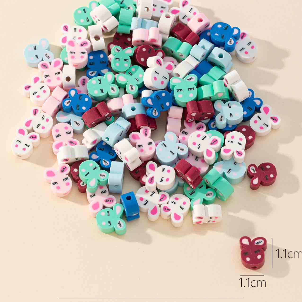 Fiasrel 200pcs Colorful little rabbit soft clay beads