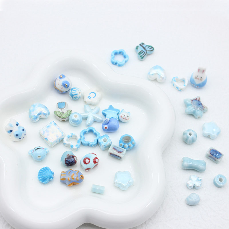Fiasrel Blue fresh geometric ceramic beads