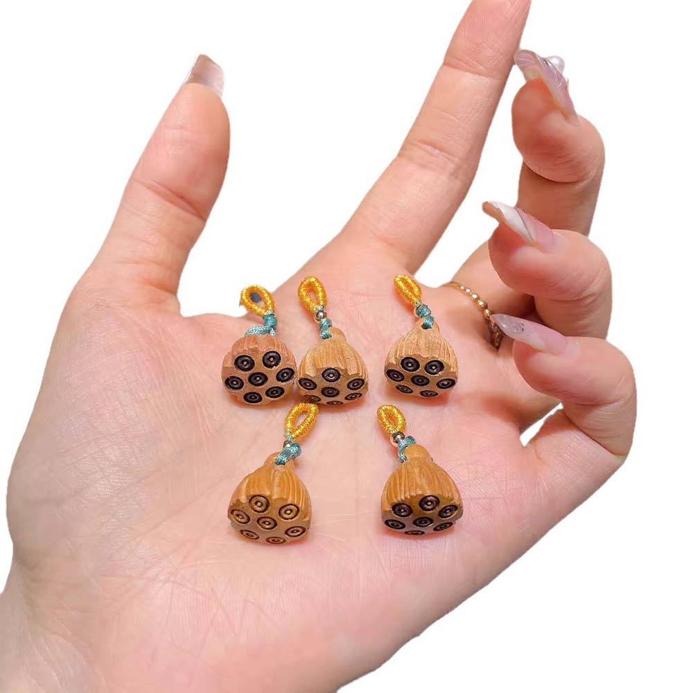 Fiasrel DIY Peach wood lotus pod pendant