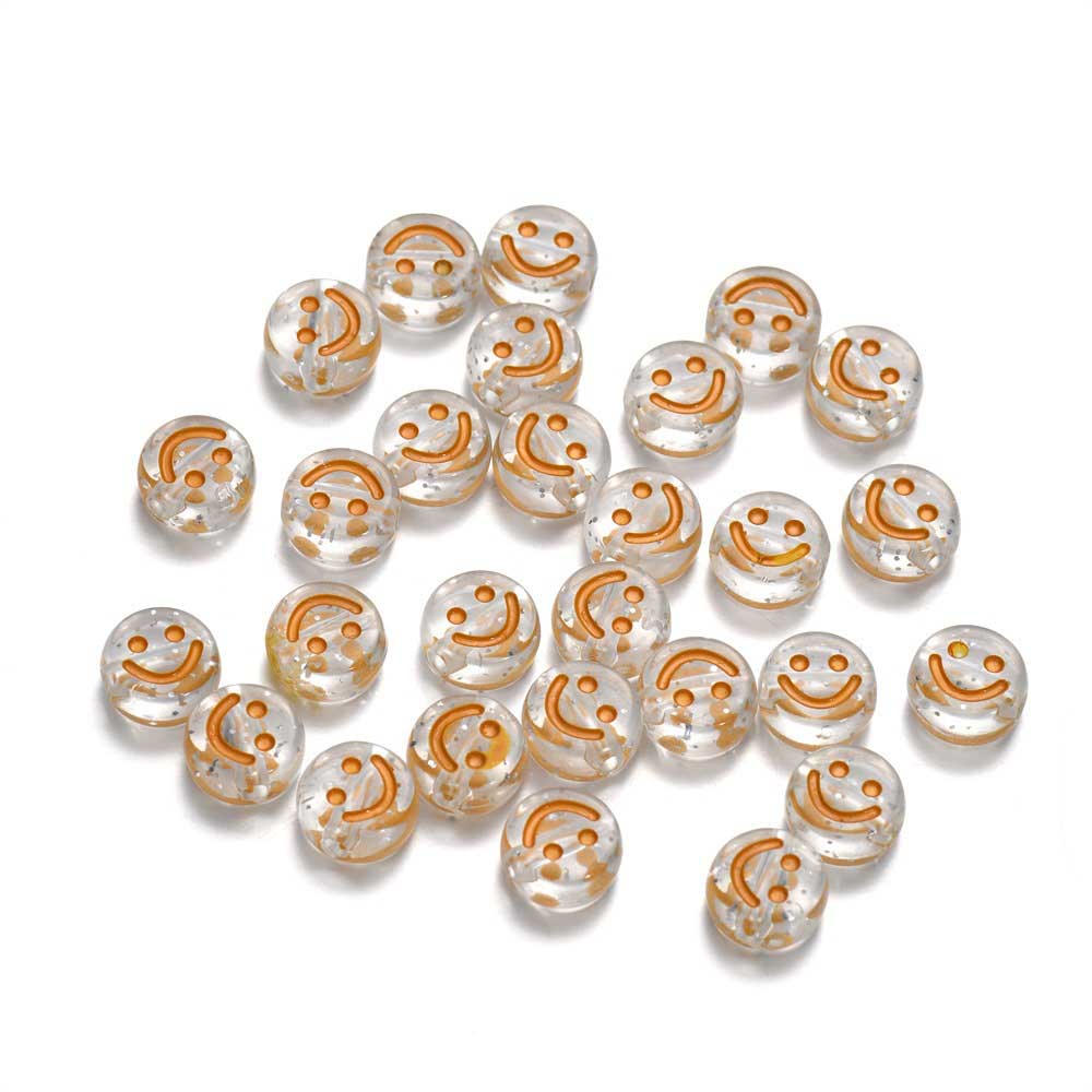 Fiasrel 100pcs Transparent colored smiley face beads
