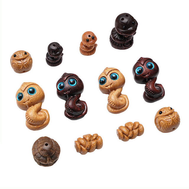 Fiasrel Wooden loose beads of the zodiac snake string