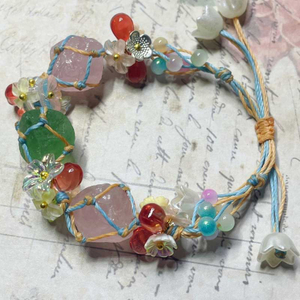 Fiasrel Handmade net pocket natural crystal bracelet
