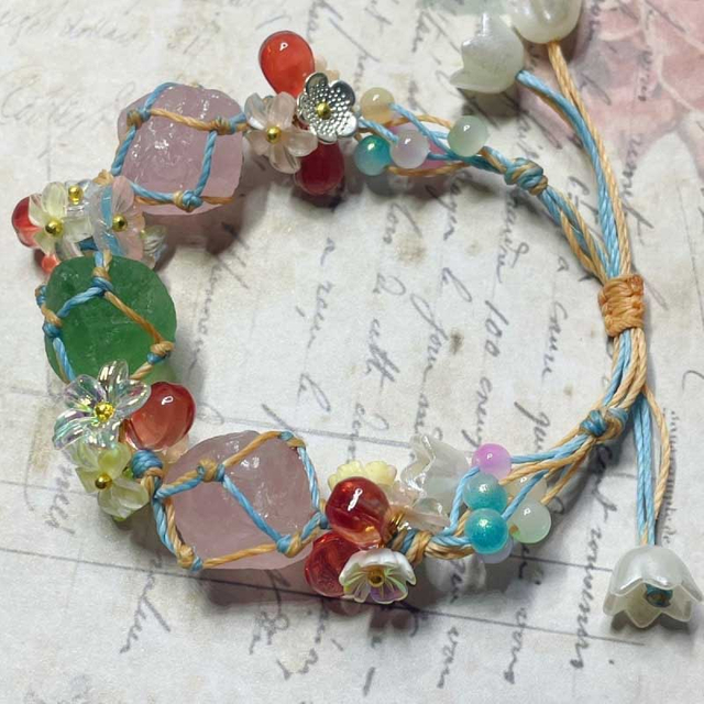 Fiasrel Handmade net pocket natural crystal bracelet