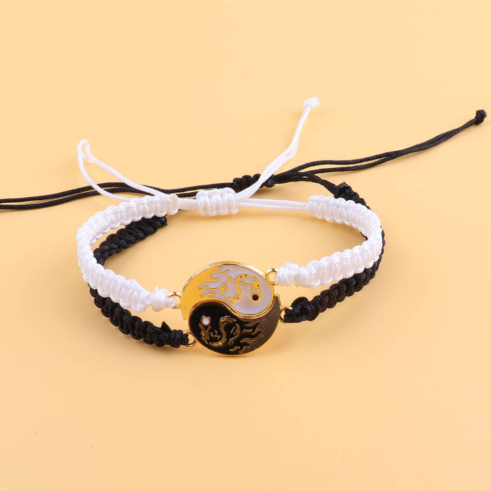 Fiasrel 5pcs Black and white simple Tai Chi Bagua bracelet