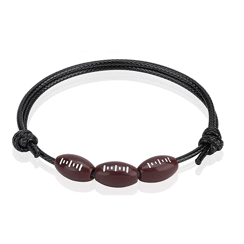Fiasrel 2pcs Basketball and baseball wax thread woven bracelets