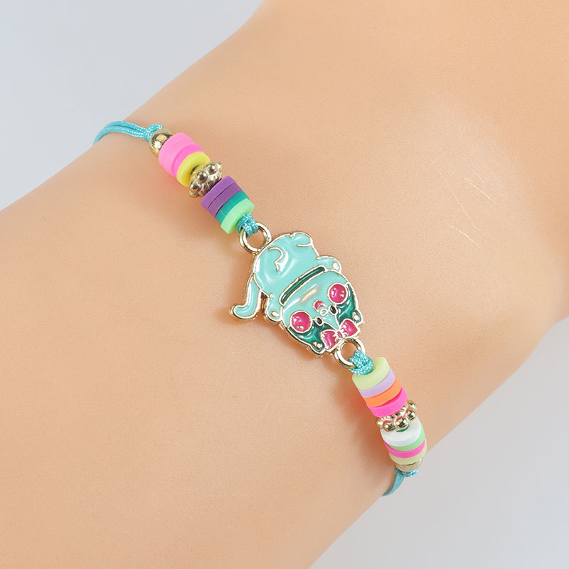 Fiasrel 2pcs Multicolored cat-shaped soft clay children's bracelet