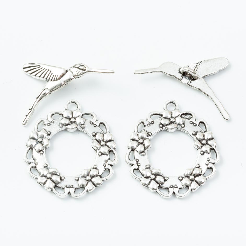 Fiasrel 10pcs Stainless Steel Hummingbird OT Toggle Clasps