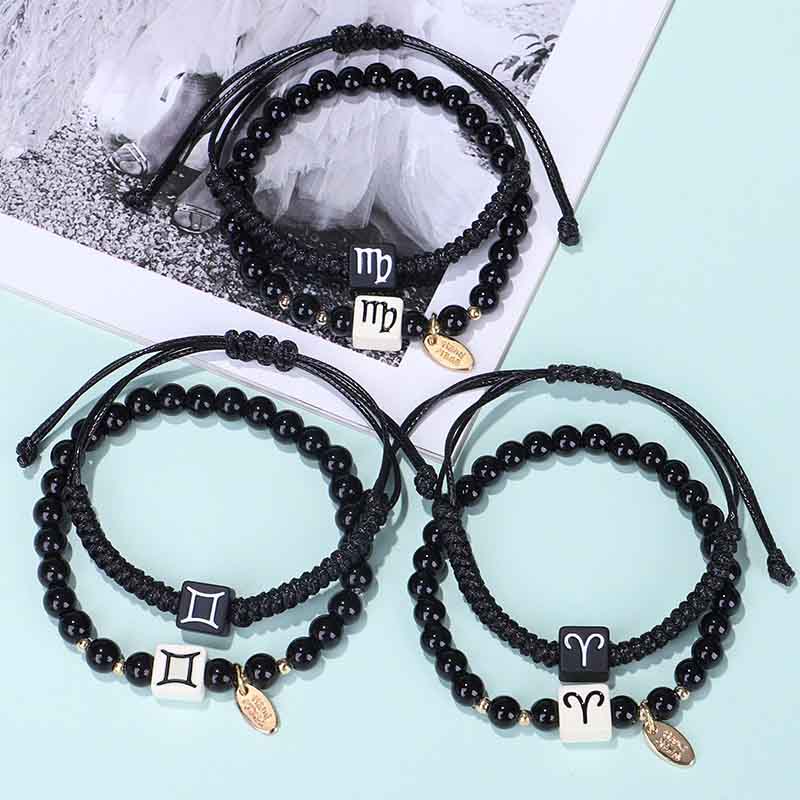 Fiasrel Birthday Bracelets Handmade Adjustable Bracelets Couples Zodiac Bracelet