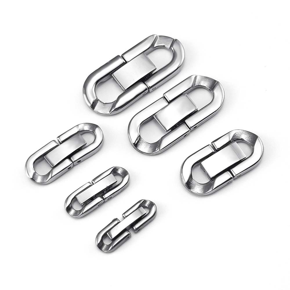 Fiasrel 5pcs Jewelry DIY Accessories 304 Stainless Steel Polished Necklace Buckle Ornaments Jewelry Bracelet U-shaped Cuban Buckle