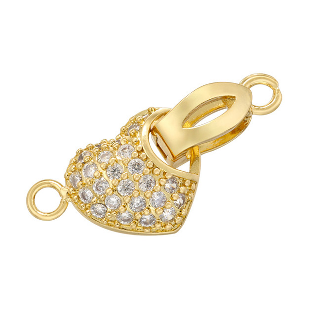 Fiasrel 2pcs Fashion Jewelry Accessories Silver Gold Plated Copper Flower Heart Connector Clasp