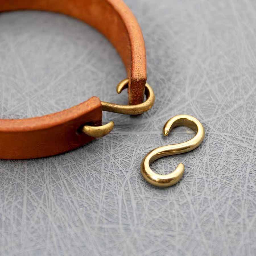 Fiasrel 5pcs 13*27mm Keychain Wallet Leather Craft Belt Clip Brass S Hook