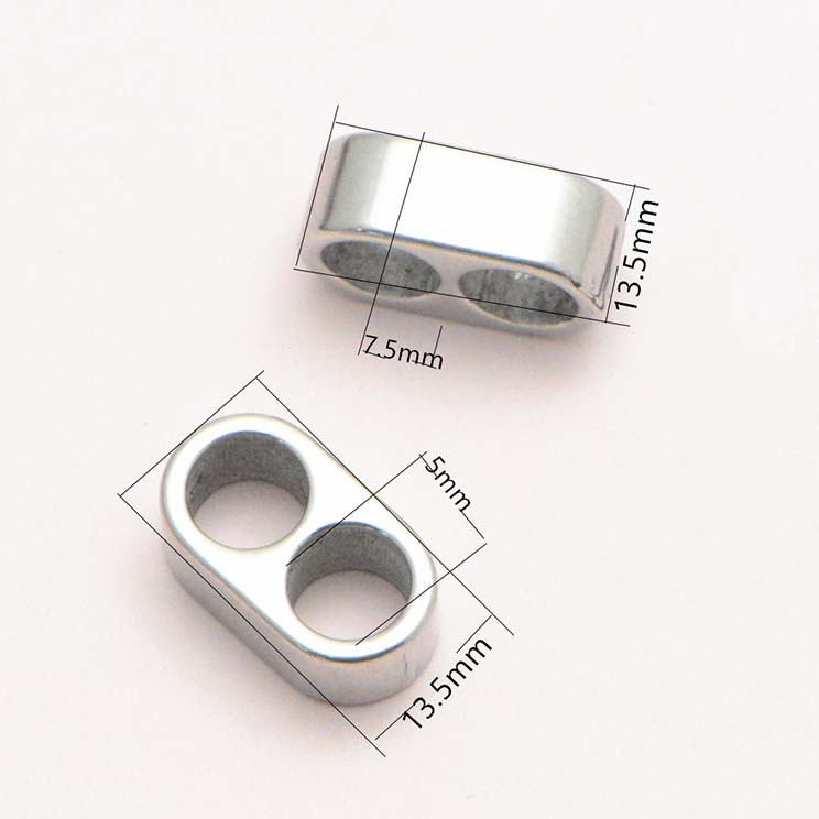 Fiasrel 5pcs Stainless Steel Bracelet Slide Charms with Double Hole 13.5 * 7.5mm