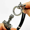 Fiasrel Stainless Steel Wolf Head Bracelet Viking Bracelet Norse Myth Wolf Bracelet