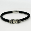 Fiasrel Punk Style Leather Woven Magnetic Clasp Bracelet Vintage Leather Skull Ghost Head Bracelet Men Jewelry GIft