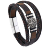Fiasrel Magnetic Buckle Life Tree Accessories Mens PU Leather Bracelet Charms Luxury Jewelry Steel Bracelet
