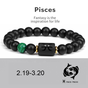 Fiasrel 8mm Beads Zodiac Bracelet Stone Star Sign Astro Horoscope Bracelet