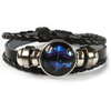 Fiasrel 12 Constellations Multi Layer Woven Glow in Dark Fashion Punk Cowhide Star Bracelet