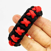 Fiasrel Jewelry Awareness Charm Red Black Ribbon Wristband 550 Survival Paracord Bracelets