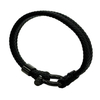 Fiasrel Leather Rope Braided Horseshoe Buckle Stainless Steel Bracelet