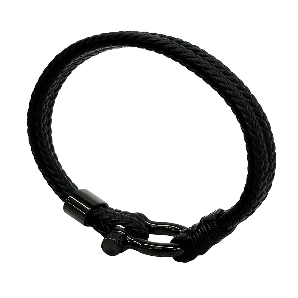 Fiasrel Leather Rope Braided Horseshoe Buckle Stainless Steel Bracelet