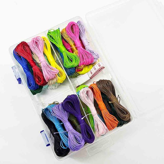 Fiasrel 0.5mm Waxed Cord Kit: 44color 10yards 200pcs Beads Wax Cord String Set