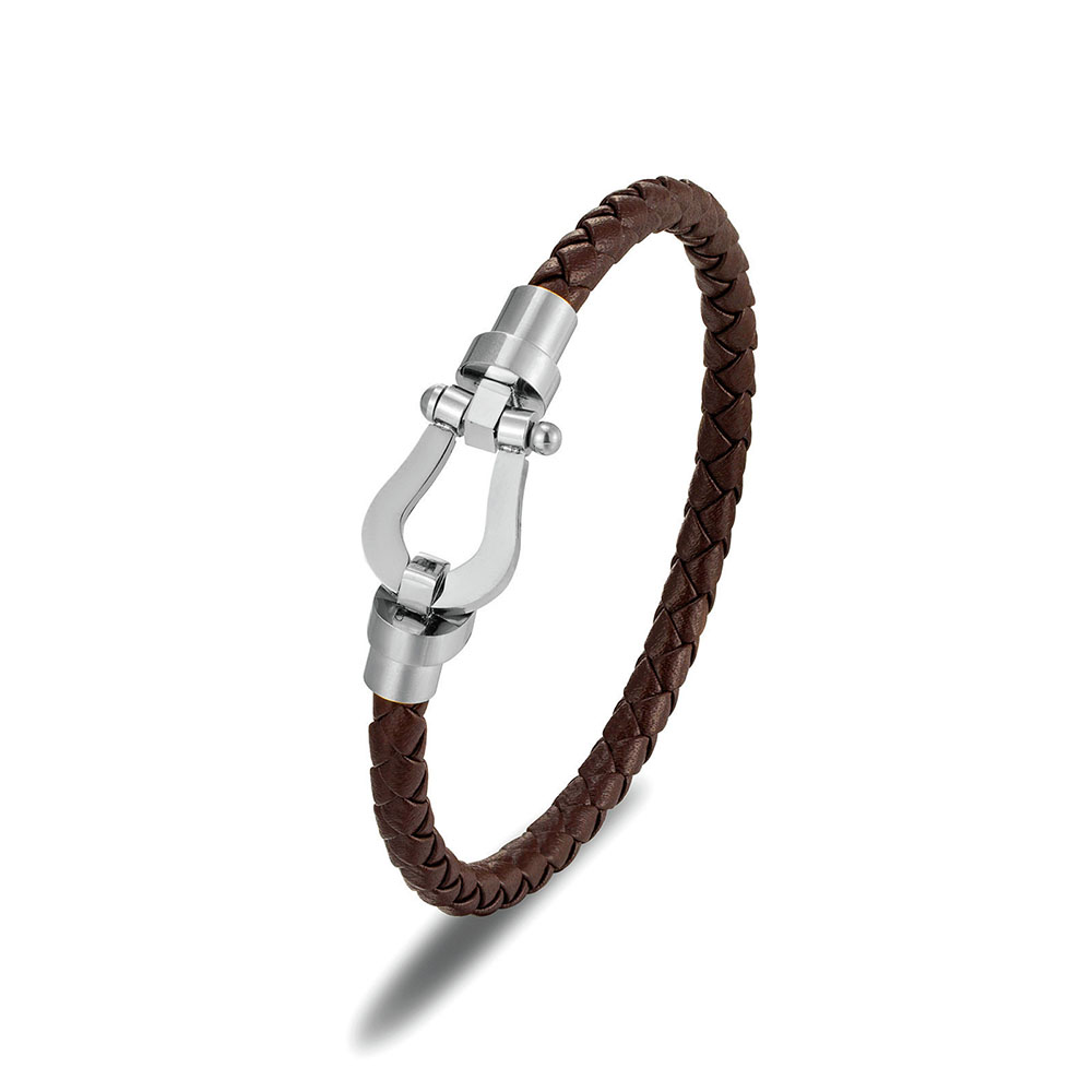 Fiasrel 18k Gold-plated Buckle Leather Bracelet High Quality Stainless Steel Buckle Fred Bracelet