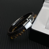 Fiasrel Leather Tiger-Eye Beads Bracelet Men Engraved Adjustable Magnetic Clasp Steel Wristband Braide Bracelet