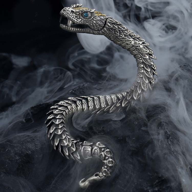 Fiasrel Serpentine Bracelet Men's Fashion ins Domineer Personality Retro Zodiac Collection Level Snake Bracelet Jewelry