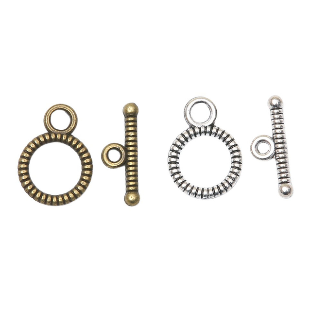 Fiasrel 10pcs Toggle Clasps Findings Buckle Connector Alloy Round OT Clasps