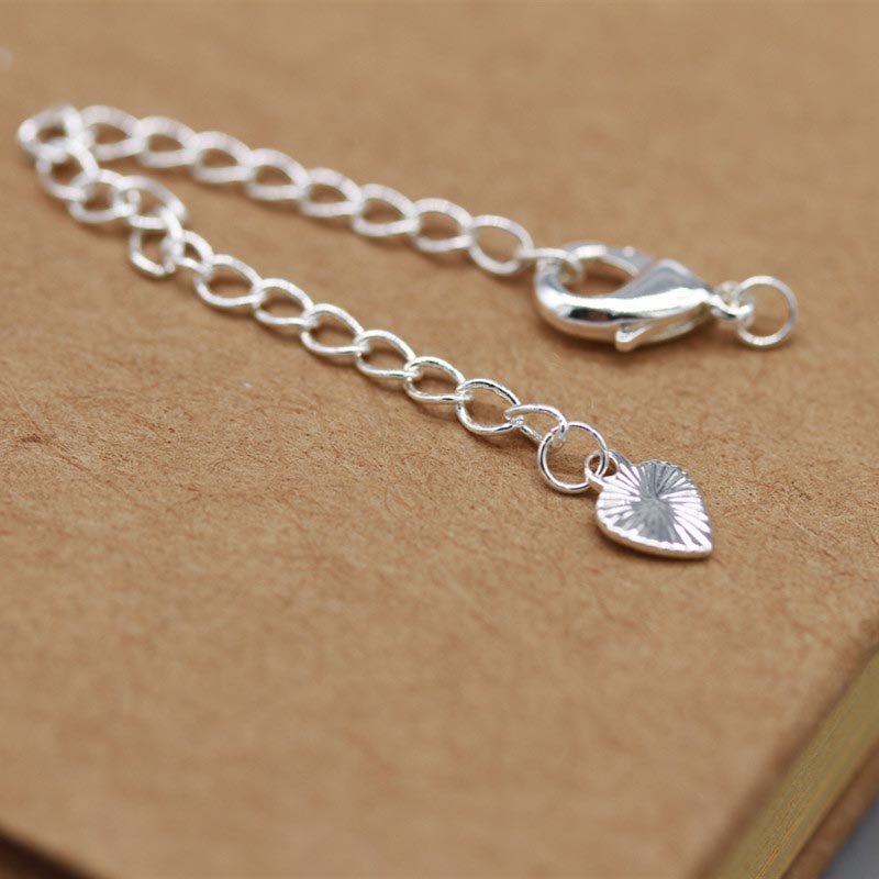 Fiasrel 10pcs 18K Gold Plated Extension Chain With Lobster Clasp Peach Heart Pendant Tail Chain