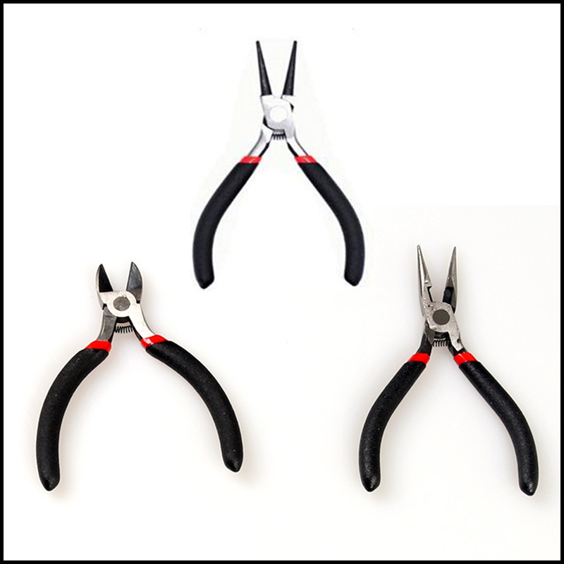 Fiasrel Professional Black Handle Anti-Slip Jewelry Pliers Multi-Type Splicing Fixing Tools Pliers