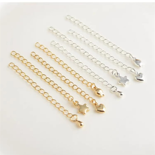Fiasrel 10pcs Color-preserving Ending Chain Copper Gold Plated 14K 18K Lobster Clasp Extension Chain for DIY Jewelry Making Bracelet Necklace