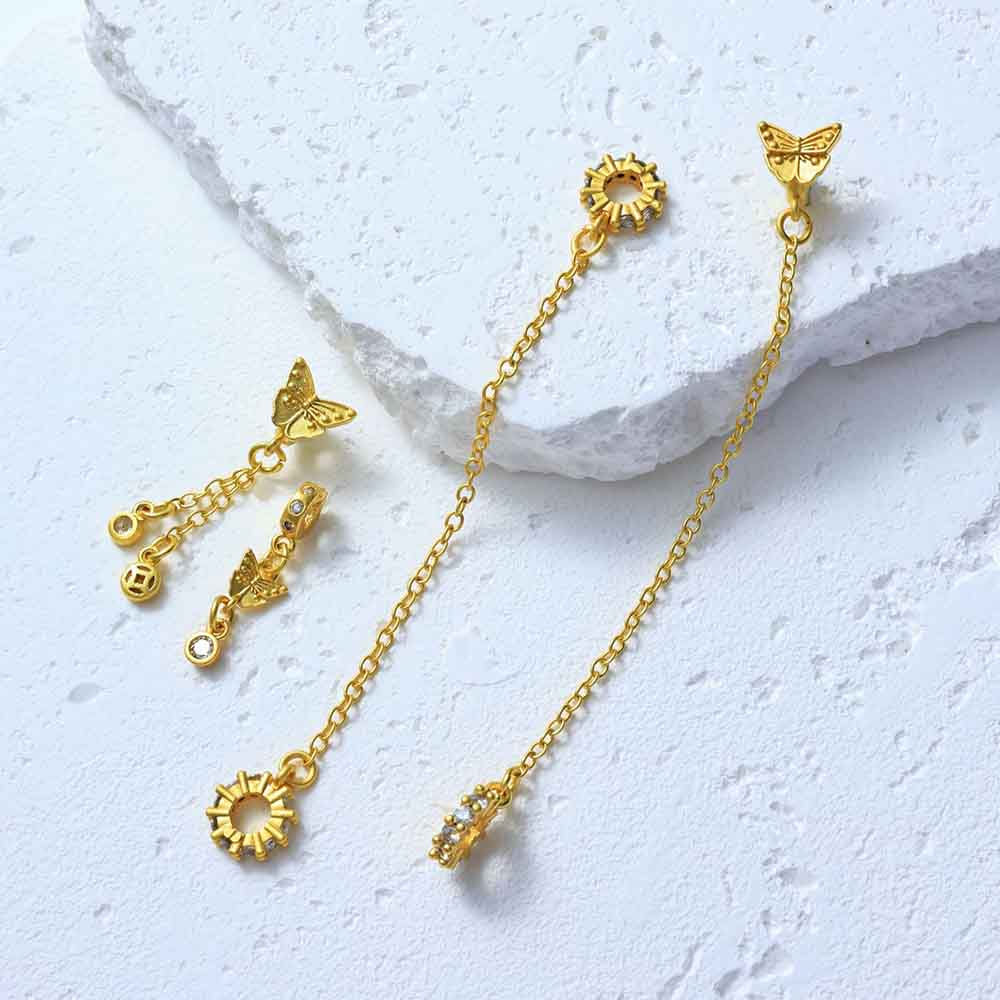 Fiasrel 5pcs Necklace Butterfly Pendant Chain Extension End Tails Drop Bead Charms for Delicate Necklace Bracelet Making