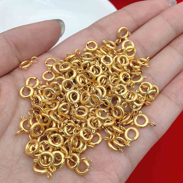 Fiasrel 10/50pcs Jewelry Bulk Making Brass Spring Ring Clasp