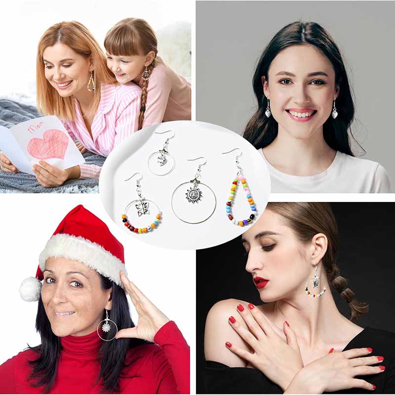 Fiasrel 20pcs 20-40mm Big Round Teardrop Hoops Earrings Dangle Clasp Ear Wires Hooks DIY Circle Earring Findings Jewelry Making Accessories