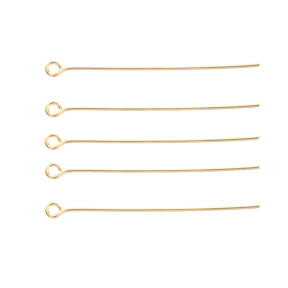 Fiasrel 100pcs DIY Beading Jewelry Making Head Pins Gold Plated Brass Ball Head Needle Pins