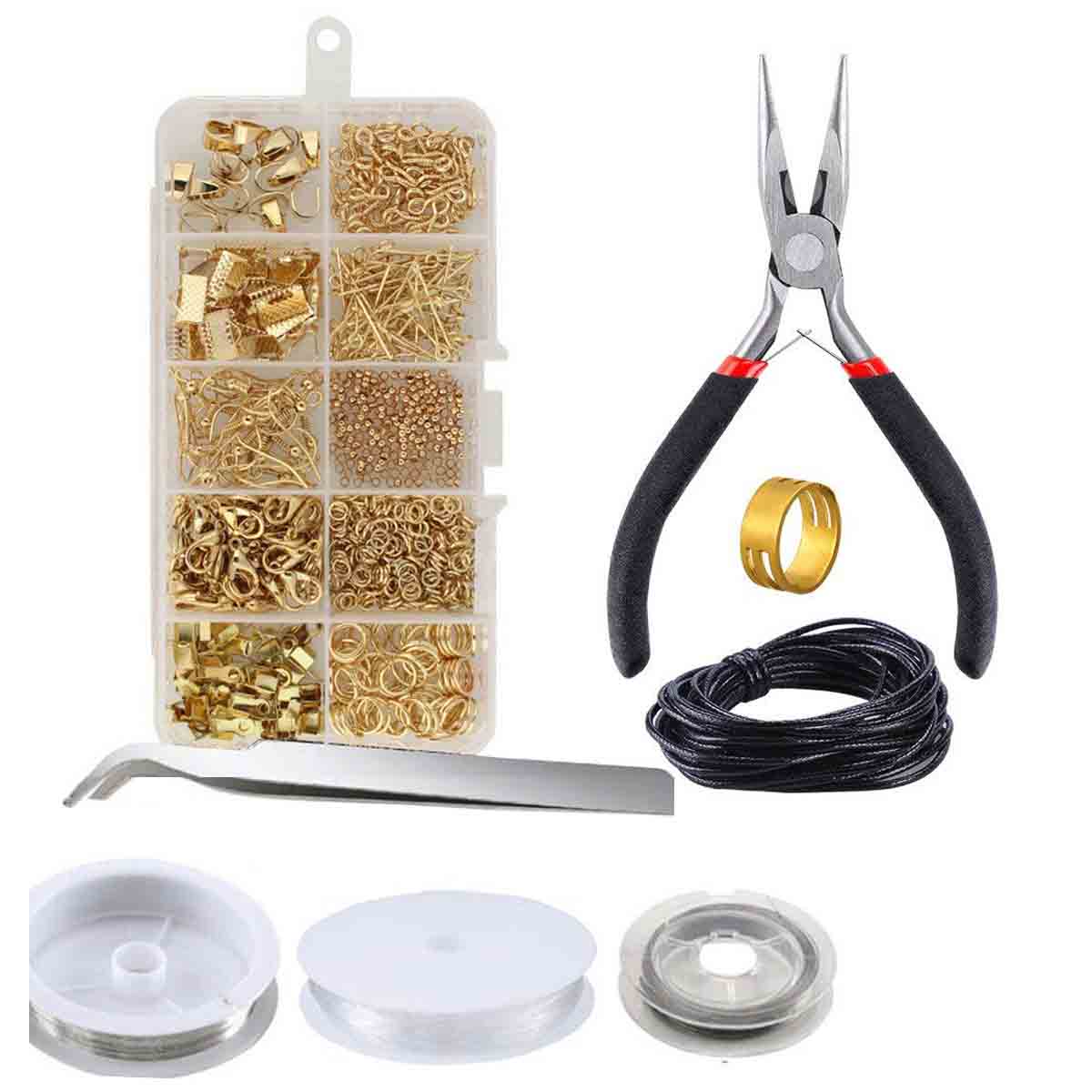 Fiasrel DIY Earrings Accessories Bead Pliers Kit Clip Buckle Lobster Clasp Open Jump Rings Earring Hook for Jewelry Making DIY Kit