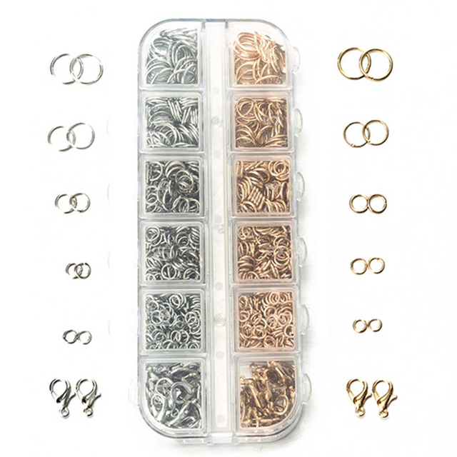 Fiasrel Lobster Buckle Jewelry Buckle Single Ring Open Ring 12 Grid Suit Manual DIY Jewelry Kit