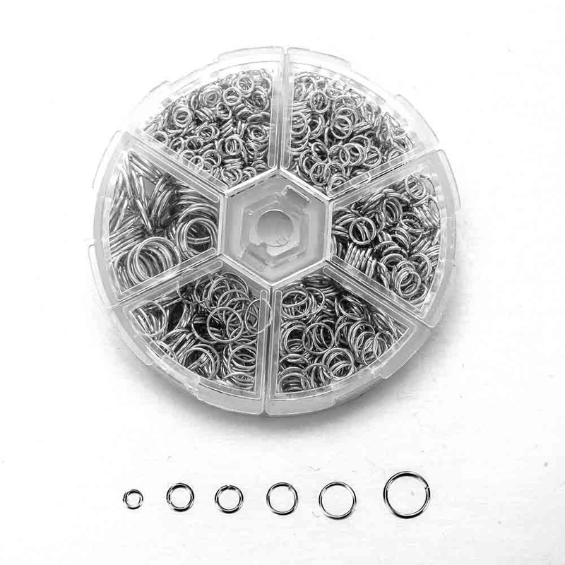 Fiasrel 1300pcs 4/5/6/7/8/10mm Filigree Jewelry Findings Set Gold Silver Filled Jump Rings Split Rings for DIY Handmade Jewelry Making