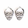 Fiasrel 1pair Spooky Skull Featured Silver Plated Halloween Drop Hoop Earrings for Women Girls