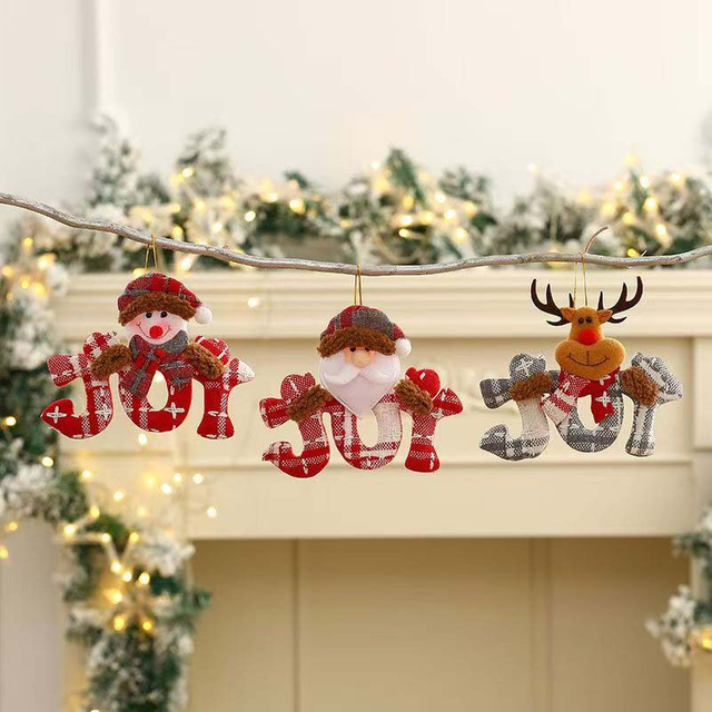 Fiasrel 1/4pcs Christmas Decorations Tree Hanging Gift Santa Elk Snowman Decoration Gift