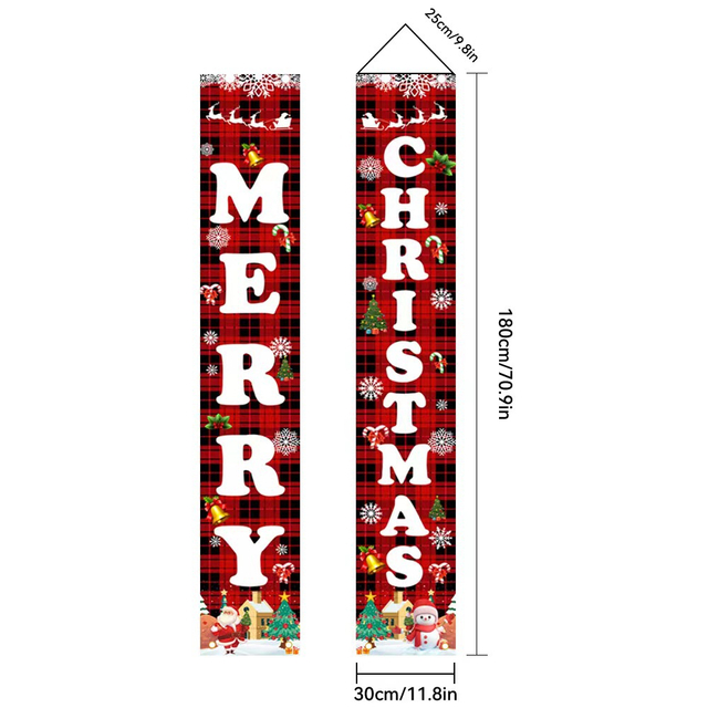 Fiasrel Christmas Couplet Holiday Party Porch Flags Merry Christmas Decorative Couplet Curtain Banner