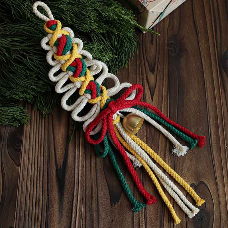 Fiasrel Christmas Braided Rope Braided Bell Door Hanging Wall Hanging Christmas Tree Pendant