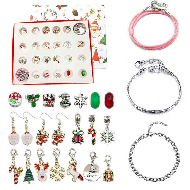 Fiasrel DIY Kids Educational Toys Light Luxury Christmas Bracelet Making Kit for Children Bracelets Set Christmas Gift