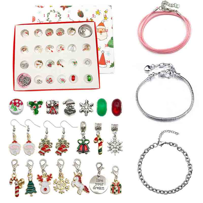 Fiasrel DIY Kids Educational Toys Light Luxury Christmas Bracelet Making Kit for Children Bracelets Set Christmas Gift