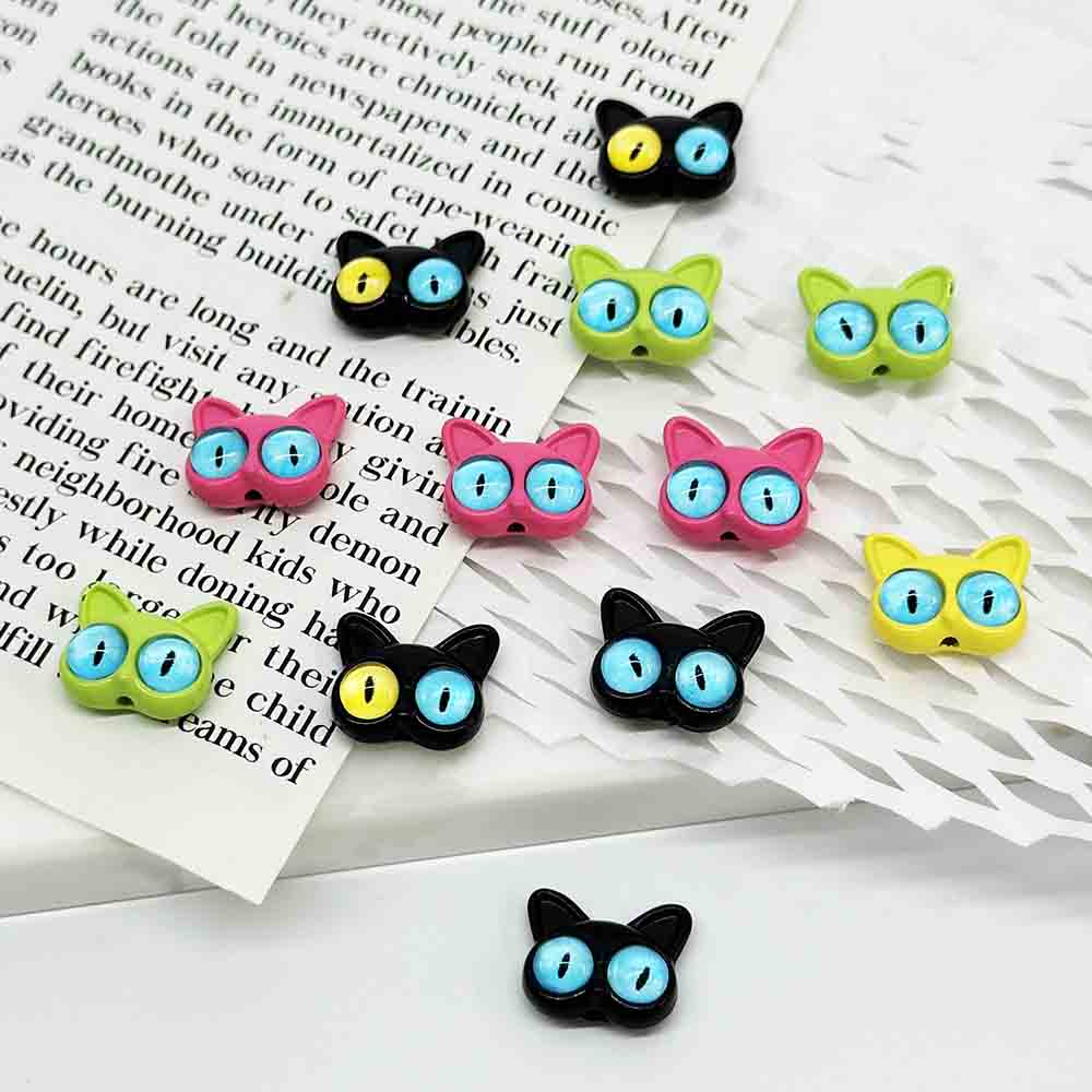 Fiasrel 10pcs Jewelery Personalised Fine Gifts Quirky Black Cat Beads