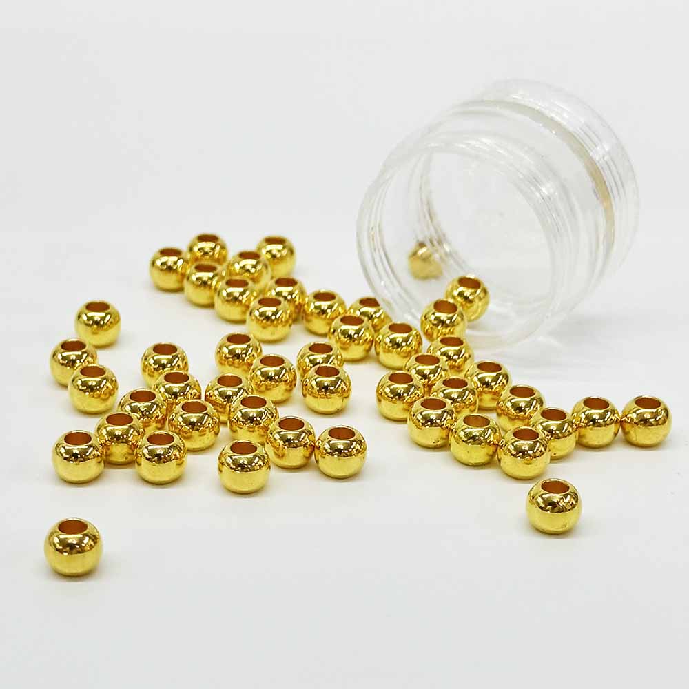Fiasrel 3mm-10mm Golden Plated Loose Spacer Beads Vacuum Plating Plastic Beads for Jewelry Making