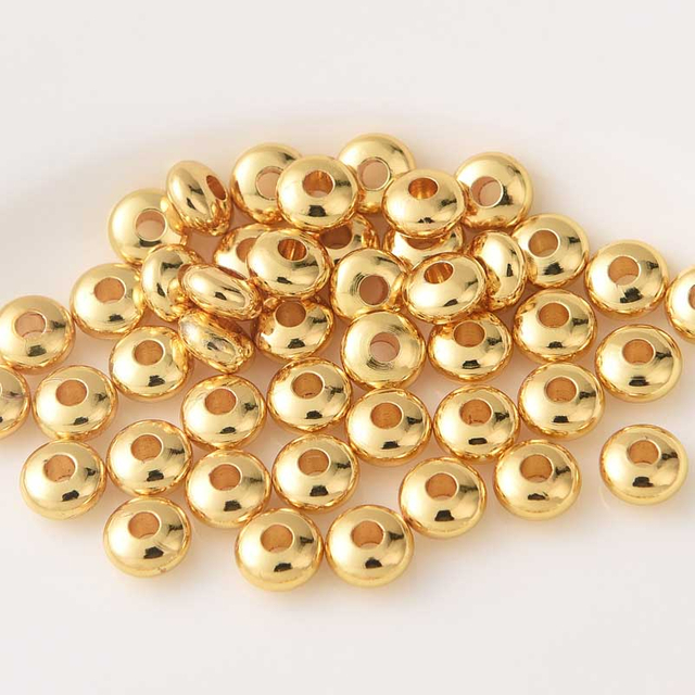 Fiasrel 50pcs Jewelry Findings Loose Disc Beads DIY Jewelry Accessories Brass Loose Spacer Beads